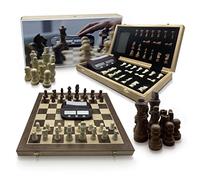 DOJA Barcelona | Echiquier en Bois et Minuterie Numérique | 39x39cm | Pièces Jeu Echec Staunton et Horloge Digitale | Pliable Jeu d Echecs Magnetique | Jeux de Société Enfant Adulte, Jeu Voyage..