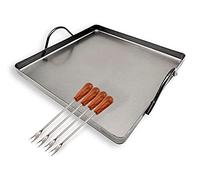 DOJA Barcelona | Ensemble Plat Four Rectangulaire et Fourchette à Escargots | Plaque Four en Fer 22x22 cm | 4 Pic à Escargot Métallique | pour Salle à Manger Escargot | Plaque a Pâtisserie