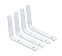 DOJA Barcelona | Equerre Etagere Murale Blanche | Pack 4 | Support Etagere Forme L | 250mm x 200mm | Equerre Metal | Équerre Étagère | pour Équerre de Fixation, Charge Support Etagere Murale Bois