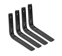 DOJA Barcelona | Equerre Etagere Murale Noire | Pack 4 | Support Etagere Forme L | 250mm x 200mm | Equerre Metal | Équerre Étagère | pour Équerre de Fixation, Charge Support Etagere Murale Bois..