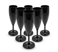 DOJA Barcelona | Flûte à Champagne en Polycarbonate Noir Dur 160 ml | Pack de 6 | Coupe à Champagne | 195x68x2 mm | Verre Plastique Reutilisable | Pour Vaisselle et Arts de la Table, Vin