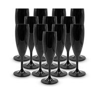 DOJA Barcelona | Flute Plastique Champagne 160 ml | Pack 12 | 195X68X2mm | Polycarbonate Noir Dur | Verre Reutilisable | pour Vaisselle et Arts de la Table, Vin
