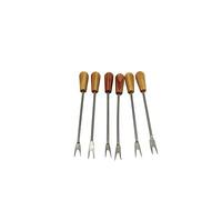 DOJA Barcelona | Fourchette à Escargots | Pack 12 | Pic Métallique Réutilisable avec Base en Bois | Ustensiles pour pic Aperitif, Verre a Cocktail, décoration, Entre Autres utilisations…