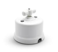 DOJA Barcelona | Interrupteur Céramique Vintage Rétro | Pack 1 | Blanc | 10A | Rotatif | Alternative pour Bouton Poussoir et Va-et-Vient