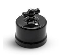 DOJA Barcelona Lot de 1 interrupteur vintage, surface rétro, noir, charge 10 A, interrupteur rotatif céramique, mural