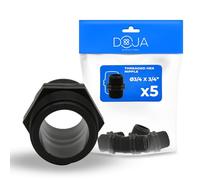 DOJA Barcelona Mamelon Égal Plastique Fileté Double - 3/4x3/4" - Pack 5 - Raccord Fileté Plastique Mâle Mâle Pouce, Raccord à Compression, Montage Rapide, Polyvalent Piscine et Jardin