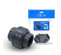 DOJA Barcelona Manchon Détachable PVC - Ø 63mm Femelle - Pack 2 - Installation Facile - Manchon PVC, Utilisation Polyvalente - Raccord Union PVC-U Rigide, Fonction Efficace, Raccord Detechable