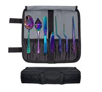 DOJA Barcelona | Outil de Placage de Chef Professionnel | Couleur: Arc-en-ciel | 7 Pièces avec Etui | pour Cuisine | Cuillere Perforee, Pincettes Pince Pinces Cuisson, Poisson, Crayon de Chef