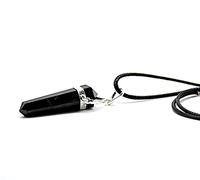DOJA Barcelona | Pendentif Shungite Biterminé au Bain Argent | Collier Pierre Naturelle avec Cordon | Pierre Naturelle Lithotherapie | Pierre Precieuse pour Collier Femme, Collier Homme