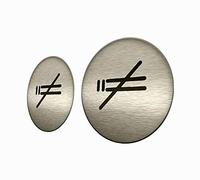 DOJA Barcelona | Pictogramme Rond en Acier | Fumer Interdit | PACK 2 | Couleur Gris | 100mm Ø | Stickers Porte de Toilette | Panneau WC Adhesif | Signe Salle de Bain | Signalétique Wc