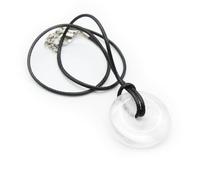 DOJA Barcelona | Pierre Donut Quartz Blanc | Pendentif Pierre Naturelle avec Cordon Collier | Taille≈30 * 5mm | 6-8g | Brésil | Pierre Precieuse pour Collier Femme, Collier Homme, Perles pour Bijoux