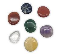 DOJA Barcelona | Pierre Naturelle Lithotherapie | 25-35 mm | 7 Pcs Mini Pierre Precieuse Plate 7 Chakras | Collection Mineraux pour la Sorcellerie | kit Meditation Pierres Lithotherapie Protection