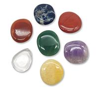 DOJA Barcelona | Pierre Naturelle Lithotherapie | 35-40 mm | 7 Pcs Mini Pierre Precieuse Plate 7 Chakras | Collection Mineraux pour la Sorcellerie | kit Meditation Pierres Lithotherapie Protection