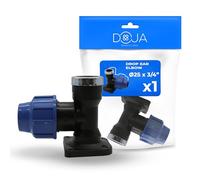 DOJA Barcelona Plaque Murale de Compression Coudée - 25x3/4" - Raccord Mural pour Tuyau PE - Connecteur Applique pour Tuyaux à Installation Simple, Étanche Contre les Fuites, Résistant