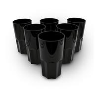 DOJA Barcelona | Polycarbonate Verre | 50cl | Pack 6 | Gobelet Noir | 154x87x1.8mm | en Polycarbonate Noir | Gobelet Plastique Reutilisable Incassable | pour Verre a Eau, Verre a Vin, Verre Cocktail