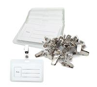 DOJA Barcelona | Porte Badge Personnalisable | Pack 50 | 100mm x 68mm | Transparent Plastique | Avec Pince Porte Nom | Pour Tour de Cou, Infirmiere, Carte