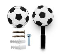 DOJA Barcelona | Porte Manteau et Bouton de Tiroir Enfant | 8 Crochets et 8 Boutons Forme Football | Caoutchouc et Zinc-Aluminium | pour Decoration Chambre, Porte Manteau Mural