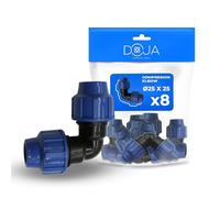 DOJA Barcelona Raccord Coude MDPE 90º - Pack 8-25x25mm - Pièce de Plomberie pour Tuyau d’Eau Potable, Montage Rapide, Résistant, Idéal Jardin et Système d’Irrigation Compression