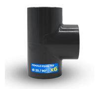 DOJA Barcelona Raccord en T PVC - Ø 25mm - Pack 6 - Manchon PVC Té 90° et Raccord PVC U, Installation Facile pour Polyvalence d'Applications et Robustesse - Tuyau, Plomberie