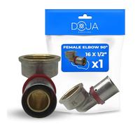 DOJA Barcelona Raccord Multicouche à Sertir - 16x1/2" - Coude Femelle à Sertir - Connector Étanche, Compatible avec Tube Multicouche, Pose Rapide, Raccordement de Transition Polyvalent