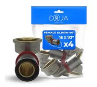DOJA Barcelona Raccord Multicouche à Sertir - 16x1/2" - Pack 4 - Coude Femelle à Sertir - Connector Étanche, Compatible avec Tube Multicouche, Pose Rapide, Raccordement de Transition Polyvalent