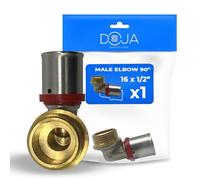 DOJA Barcelona Raccord Multicouche à Sertir Mâle - 16x1/2" - Connector Multicouche Coudé, Connexions Étanches, Polyvalente, Pose Simple Installation Plomberie, Raccord Coudé à Sertir
