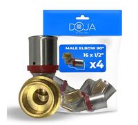 DOJA Barcelona Raccord Multicouche à Sertir Mâle - 16x1/2" - Pack 4 - Connector Multicouche Coudé, Connexions Étanches, Polyvalente, Pose Simple Installation Plomberie, Raccord Coudé à Sertir