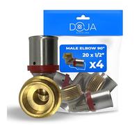 DOJA Barcelona Raccord Multicouche à Sertir Mâle - 20x1/2" - Pack 4 - Connector Multicouche Coudé, Connexions Étanches, Polyvalente, Pose Simple Installation Plomberie, Raccord Coudé à Sertir