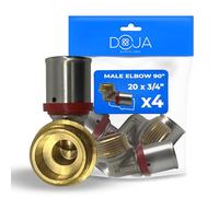 DOJA Barcelona Raccord Multicouche à Sertir Mâle - 20x3/4" - Pack 4 - Connector Multicouche Coudé, Connexions Étanches, Polyvalente, Pose Simple Installation Plomberie, Raccord Coudé à Sertir