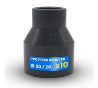 DOJA Barcelona Raccord Réducteur PVC - Ø 50mm x 20mm - Pack 10 - Installation Facile - Manchon de Réduction avec Mesures Précises - Réducteur de Tuyau en PVC pour une Applications Multiples