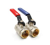 DOJA Barcelona | Robinet à boisseau sphérique avec poignée à levier | 2 pièces | Bleu et rouge | 3/4" | Filetage intérieur | Robinet d'arrêt en acier au carbone pour pompes à eau, robinets extérieurs