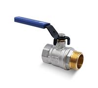 DOJA Barcelona Robinet à boisseau sphérique avec poignée à levier | Bleu | 3/4" | Filetage extérieur - Filetage intérieur | Robinet d'arrêt en acier au carbone pour pompes à eau, réservoirs, robinets