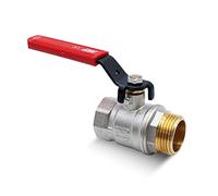 DOJA Barcelona Robinet à boisseau sphérique avec poignée à levier | Rouge | 3/4" | Filetage extérieur - Filetage intérieur | Robinet d'arrêt en acier au carbone pour pompes à eau, réservoirs, robinets