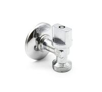 DOJA Barcelona | Robinet Arret WC | 2 Robinet Quart de Tour | 1/2" * 3/4" | en Laiton Chrome | Vanne avec Rosace Robinet | pour Robinet Machine a Laver, Douchette WC, Chasse d'Eau WC, Robinet Mural...