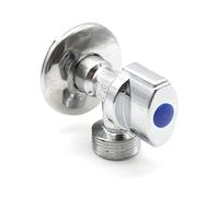 DOJA Barcelona | Robinet Arret WC | Robinet Quart de Tour Type "M" | 1/2"*3/4" | Laiton Chrome | Vanne avec Rosace Robinet | pour Robinet Machine a Laver, Douchette WC, Chasse d'Eau WC, Robinet Mural