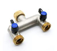 DOJA Barcelona | Robinet Double Sortie Male 3/4" et Entrée Femelle 3/4" en Laiton | Raccord Plomberie pour Tuyau Arrosage Automatique, Cuve 1000L, Distributeur Eau