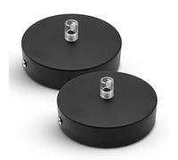 DOJA Barcelona | Rosace Plafond | Noir | Lot 2 | Cache Fil Pour Lustre H25mmX⌀ 100mm | Rosace Plafond Luminaire | Rosace Metal | Accessoires Pour Éclairage De Plafond, Lustre Chambre, Plafonnier..