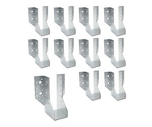 DOJA Barcelona | Sabot de Charpente | Pack 10 | Equerre en U Type A | 25*146*75mm | en Acier Galvanise | Sabot Charpente à Ailes Extérieures | pour Support Poteau Bois, Poutre Bois, Rampe Escalier