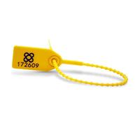 DOJA BARCELONA | Scelles Plastiques de Securite Jaune| 200 unités | 24 cm de Longueur | Brides numérotées pour Valise, conteneurs, portes, camion, transport, logistique entre autres utilisations.