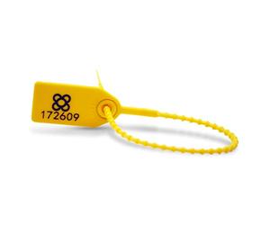 DOJA BARCELONA | Scelles Plastiques de Securite Jaune| 200 unités | 24 cm de Longueur | Brides numérotées pour Valise, conteneurs, portes, camion, transport, logistique entre autres utilisations.