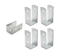 DOJA Barcelona | Support U pour Poteau | Pack 4 | Fixation Bois | 51*45*100mm | Épaisseur 2mm | Galvanisé au Zinc | Pied U pour Clôture Jardin Extérieur, Pergola, Grillage