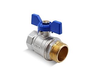 DOJA Barcelona | Vanne 3/4" Papillon | Robinet d'Arret PN-25 | Male-Femelle | en Laiton | Poignée Bleue | Vanne 20/27 pour Compresseur à Air, Tuyau Gaz, Raccord Plomberie, Robinet Exterieur Jardin