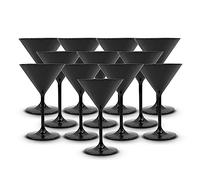 DOJA Barcelona | Verre Cocktail Plastique | Pack 12 | Verre Martini | 180X115,8X2mm | Plastique Noir Incassable Polycarbonate | Verre a Cocktail 27CL | pour Gobelet Plastique Reutilisable, Verre a Vin