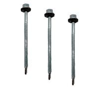 DOJA Industrial | M6 | PACK 50 | 6,3 x 100 mm | Vis tole auto foreuse de acier à tete hexagonale avec rondelle d'étanchéité pour plus fixation (Lot de 3)