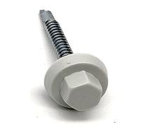 DOJA INDUSTRIAL | Vis Autoforeuse avec Cache Vis Gris | 50 Vis Autoperceuse 6,3x100 mm avec Rondelle | 50 Bouchons M10 pour Vis à Tête Hexagonale | pour une Fixation Solide et Protection Efficace