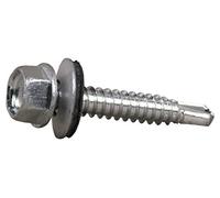 DOJA Industrial | VIS AUTOFOREUSE METAL M6 | PACK 100 | 6,3 x 25 mm | Vis tole auto foreuse de acier à tete hexagonale avec rondelle d'étanchéité pour plus fixation | Vis Autoperceuse pour metal