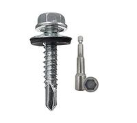 DOJA INDUSTRIAL | Vis Autoperceuse à Tête Hexagonale avec Douille Magnétique M10 | 100 Vis Autoforeuse 6,3x25 mm | Acier Zingué | pour Tole Acier, Bride de Fixation, Matériel de Construction