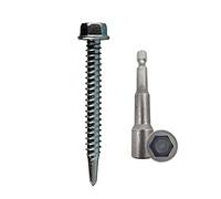 DOJA INDUSTRIAL | Vis Autoperceuse à Tête Hexagonale avec Douille Magnétique M10 | 75 Vis Autoforeuse 6,3x50 mm | Acier Zingué | pour Tole Acier, Bride de Fixation, Matériel de Construction