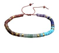 DOJAYA Bracelet de méditation bohème 7 chakras 2 x 4 mm avec pierre de méditation et de yoga - Protection de l'équilibre - Calme, ancre, force, créativité spirituelle - Cadeau d'anniversaire pour