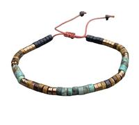 DOJAYA Bracelet pour homme avec perles de 2 x 4 mm et œil de tigre turquoise africain, réglable, style bohème, cadeau pour lui, Medium, Pierre, Pas de gemme